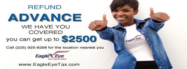 Tax Refund Advances available at Eagle Eye Tax Solutions