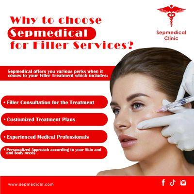 Sepmedical's Filler Services can help you improve your appearance and self-esteem. You will get a free consultation, a tailored treatment