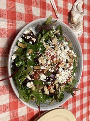 Napoli salad....perfect Combination of tastes (almonds, goat cheese, tomato, onion, cranberries)