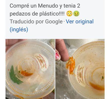 Plastic en la comida