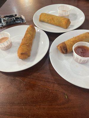 Three different types of eggrolls