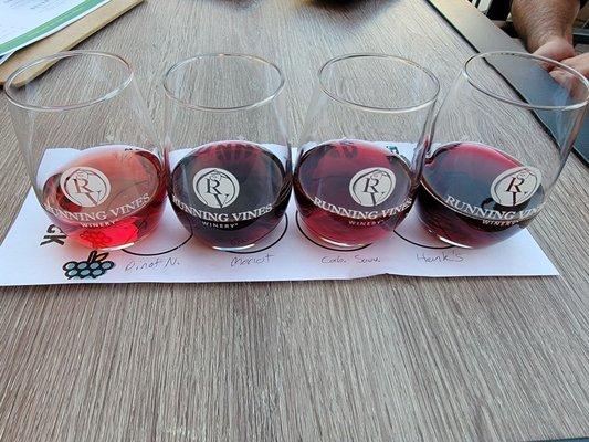 Dry Reds tasting flight