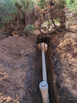 Sewer line replacement with clean out installation