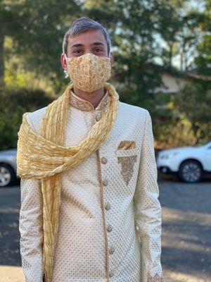 Groom outfit from Roopam Sarees. They also threw in the shoes and scarf with purchase!