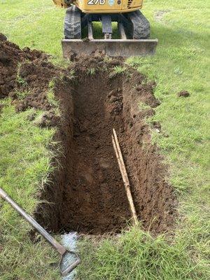 Trench dug to fix pipes