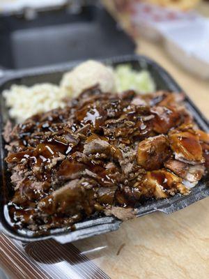 Beef and chicken teriyaki combo