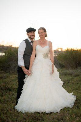 After ceremony photo shoot in my amazing consignment dress from Something Old, Something New