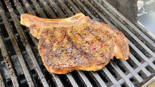 Over a 20 ounce steak, for $20 cut on the lean side with great marbling. Great cut of meat from Kendrick. Thanks buddy!