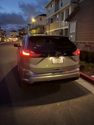 Rear look for our newly purchased 2023 Ford edge