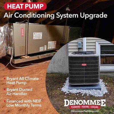 An all-climate heat pump outside and ducted air handler unit in the attic, this Bryant air conditioning system provides year-round comfort.