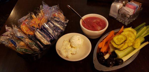 Crackers, Relish Tray, Homemade Salsa