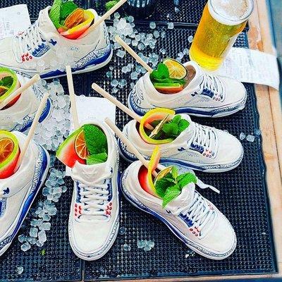 Cocktail in a Jordan-inspired sneaker? Check.