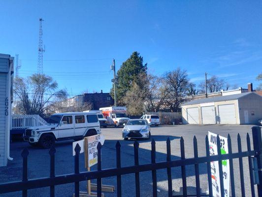 Side view of our Auto repair shop and car dealership.