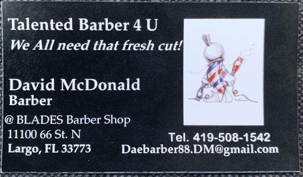 David's business card