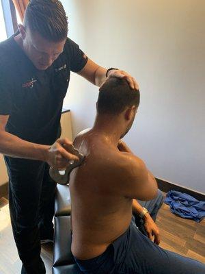 Using myofascial scraping technique on the Levator Scapulae and Rhomboids for chronic neck pain