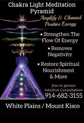 Chakra Light Meditation Pyramid.
Amplify & Channel Positive Energy 
free in person Intuitive Consultation.