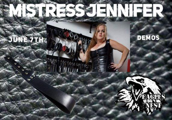 Don't Miss, June 7th at 11pm. Mistress Jennifer spanking/flogging Demos