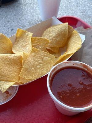 Chips n salsa. So good! The hot salsa ain't playin