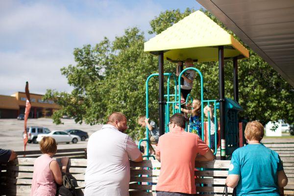 Playground outside the building.