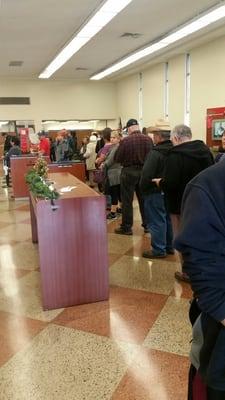 The long line to get seen with only 2 tellers  not a very good experience