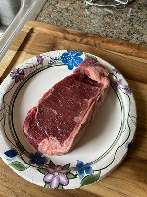 Bison New York Strip purchased at the Market