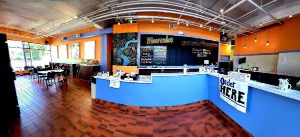 The view from the side entrance. The order counter is on the right.