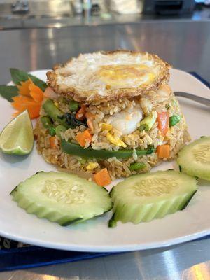 Tom yum Fried rice with shrimp and fried egg