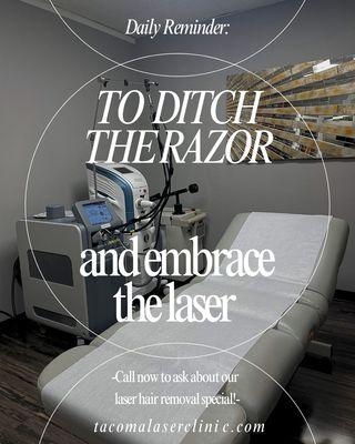 Laser hair removal promo.