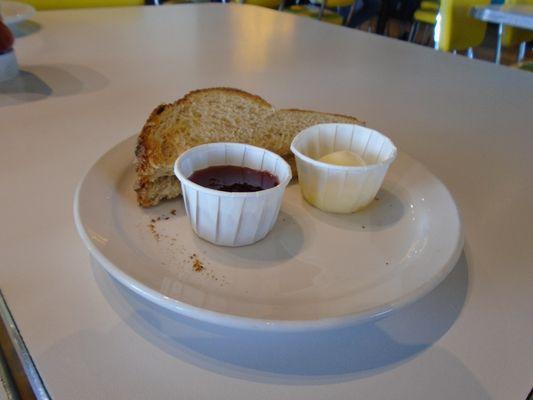 side of sourdough bread, butter & strawberry jam