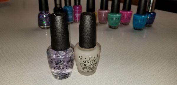 OPI Top coats. Shiny and matte