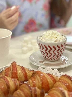 Hot chocolate and some croissants