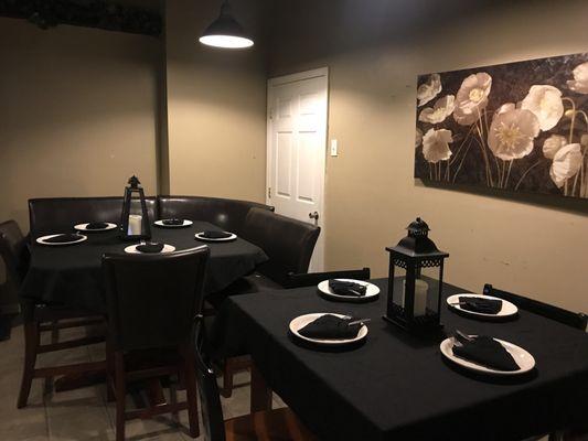 We are able to host private parties such as rehearsal dinners, birthday parties, etc.