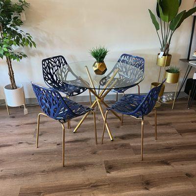 Modern gold dining table set