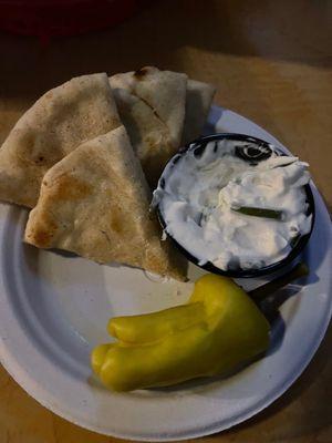 Pita with Tzatziki, so good!!