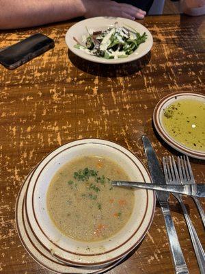 Creamy potato soup and side salad