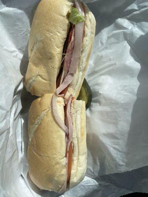 Yum yum yum Marino's cold sandwich - soft bread and loaded with fresh ingredients!