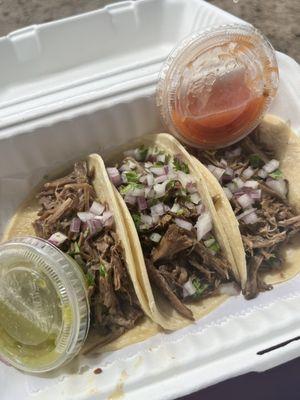 Free braised beef  tacos from the Death taco X food truck