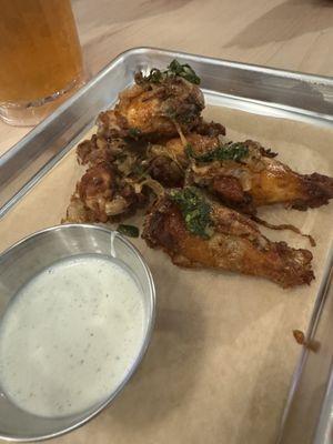 Lemon pepper wing with chimichuri! Omg!! Great!!