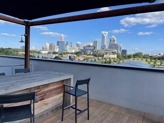 Shaded patio on rooftop