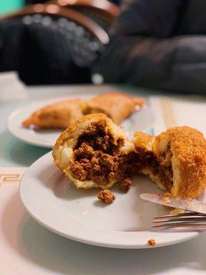 Papa Rellena and chicken empanada