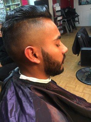 2) high fade, beard cleanup, eyebrow touch-up