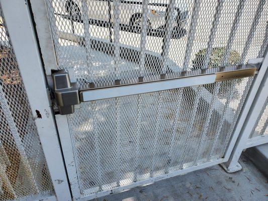 Custom panic bar install on exterior gate