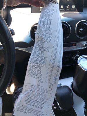 My receipt from today.