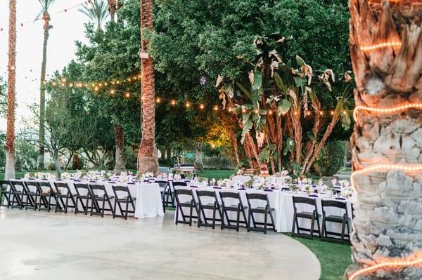 Wedding tables chairs and linens set up by Party Plus Rentals (the flowers were done by the coordinator)