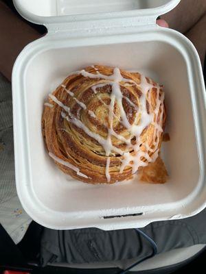 Heated cinnamon bun