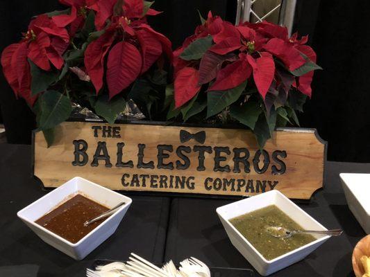 Salsa and our beautiful wooden sign.