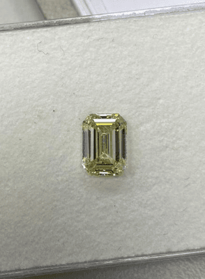 2.28 carat "fancy" light yellow emerald cut diamond.