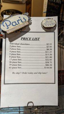 Price list 12/20/2021