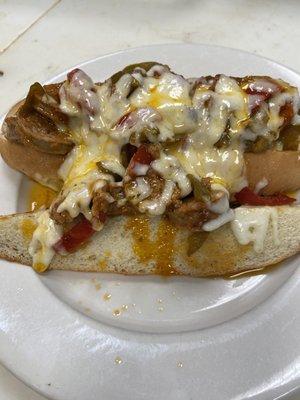 Sausage and peppers hoagie.