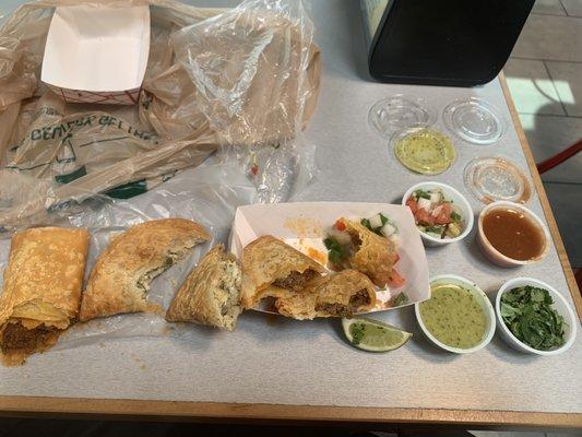 Excellent beef & chicken empanadas w/flaky pastry/great filling! Only $2.19 ea./grab & go area. Beef burrito I didn't like.